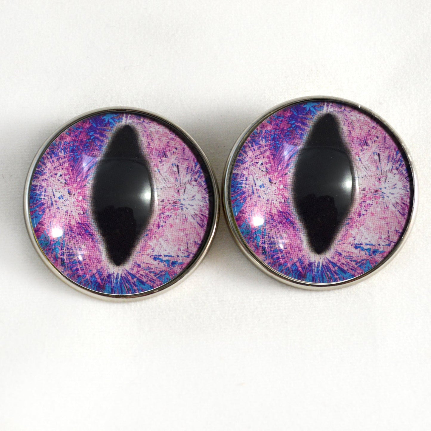 Sparkling Pink Dragon Sew-On Button Glass Eyes - Prismatic Fiber Arts