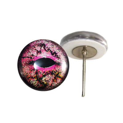 Pink Lizard Glass Eyes on Wire Pin Posts