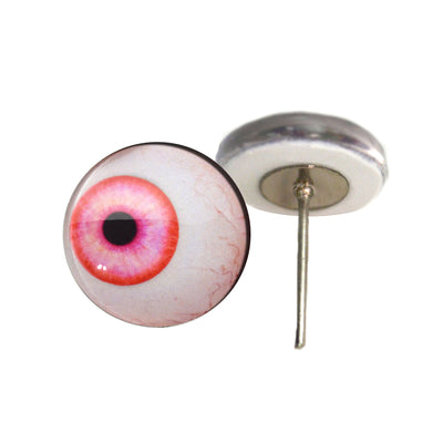 Side Glance Pink Albino Glass Eyes on Wire Pin Posts