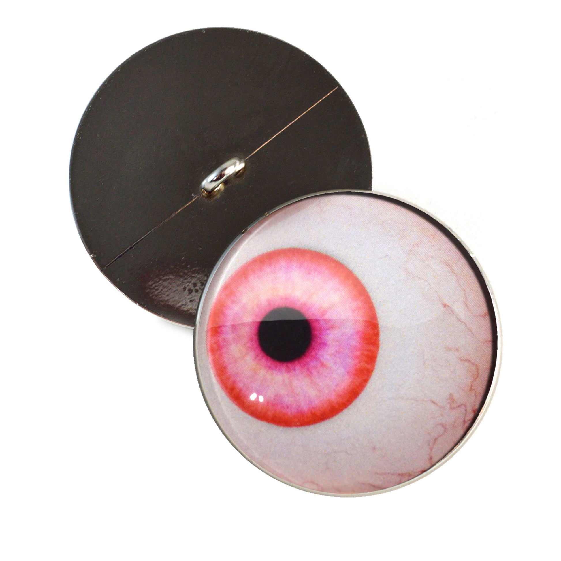 Side Glance Pink Albino Sew-On Button Glass Eyes - Prismatic Fiber Arts
