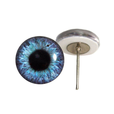 Purple and Teal Blue Clockface Glass Eyes on Wire Pin Posts