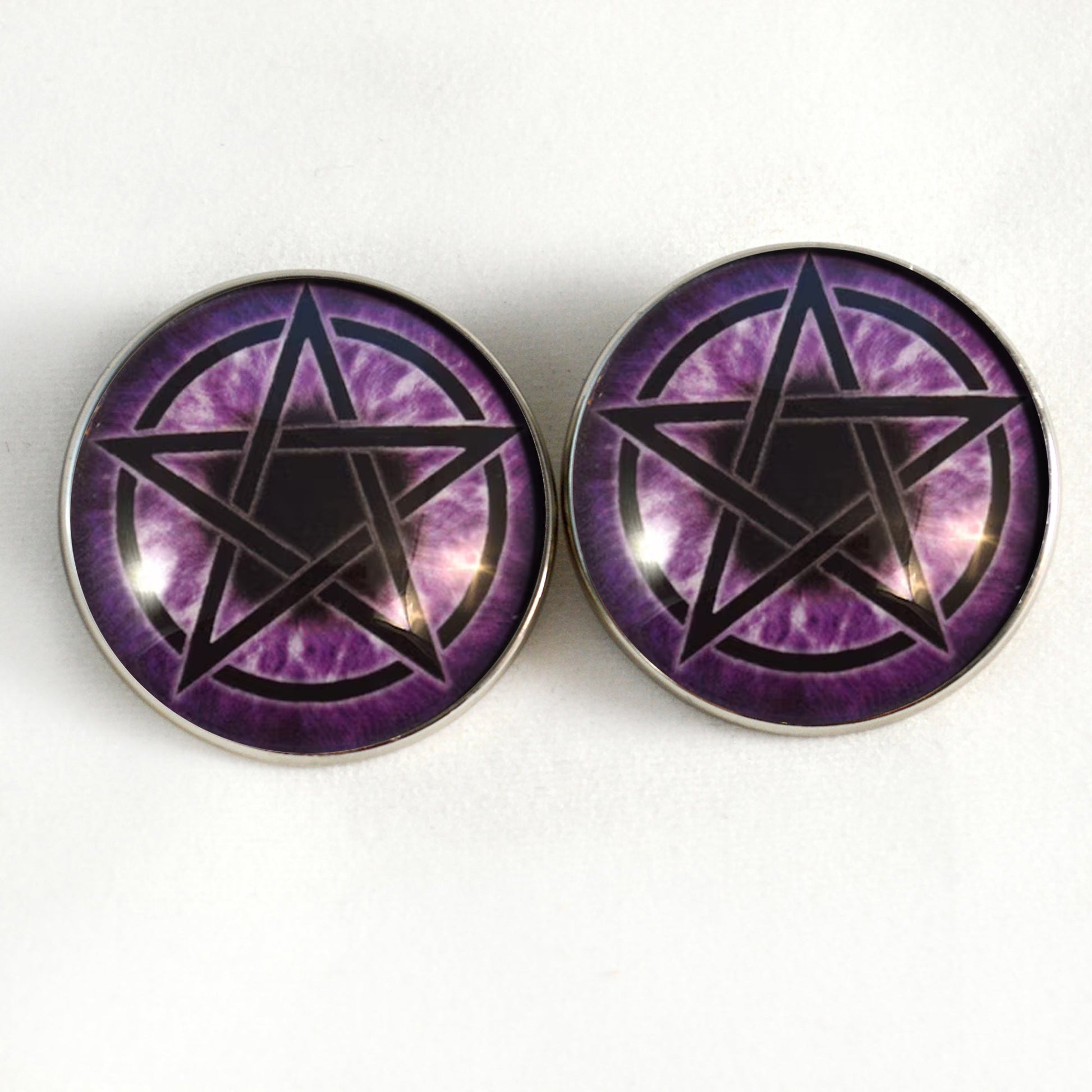 Purple Pentacle Witch Sew-On Button Glass Eyes - Prismatic Fiber Arts