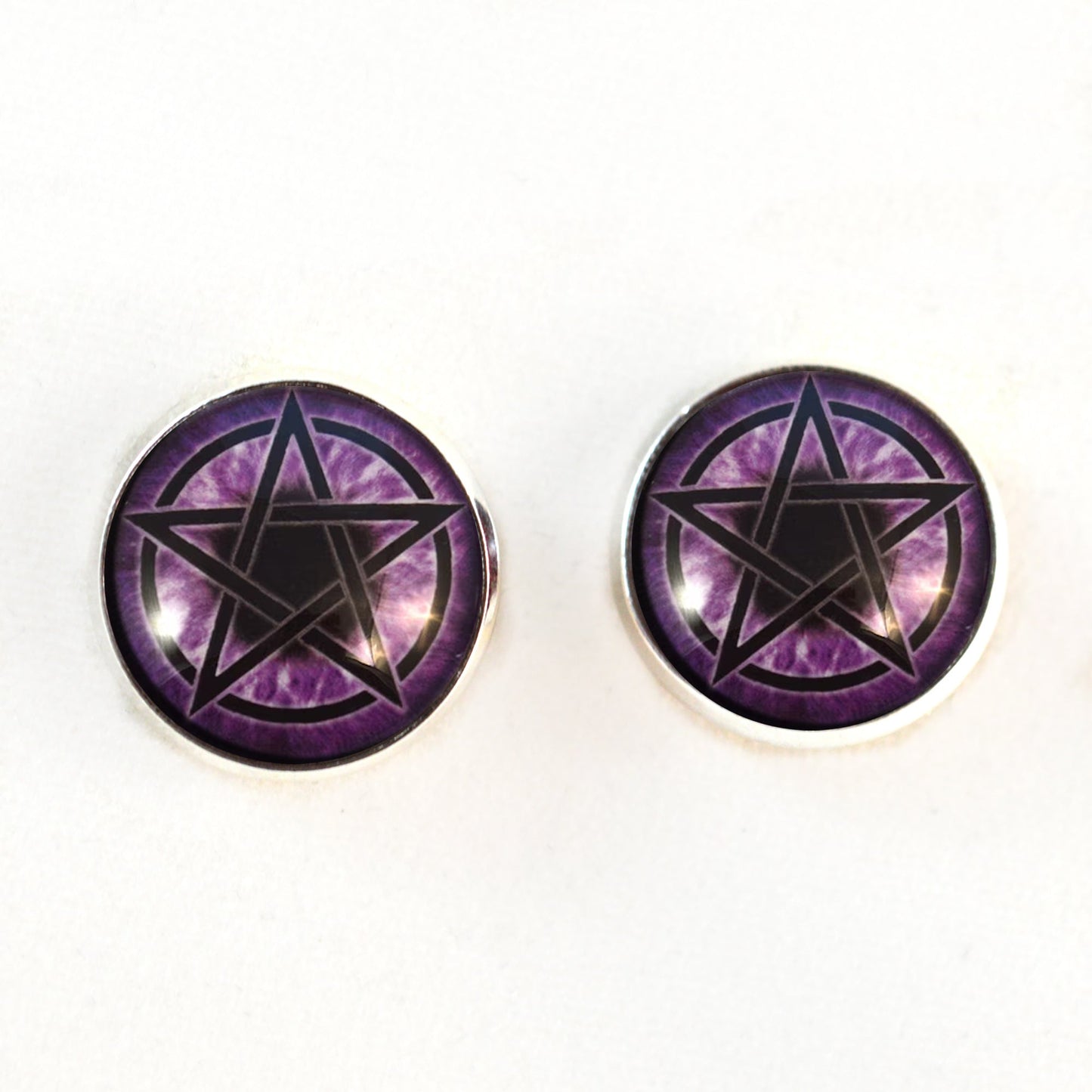 Purple Pentacle Witch Sew-On Button Glass Eyes - Prismatic Fiber Arts