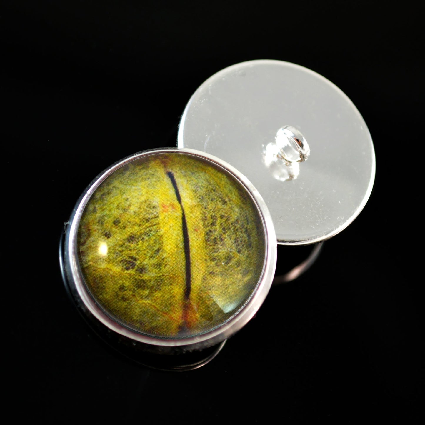 Green Python Snake Reptile Sew-On Button Glass Eyes - Prismatic Fiber Arts