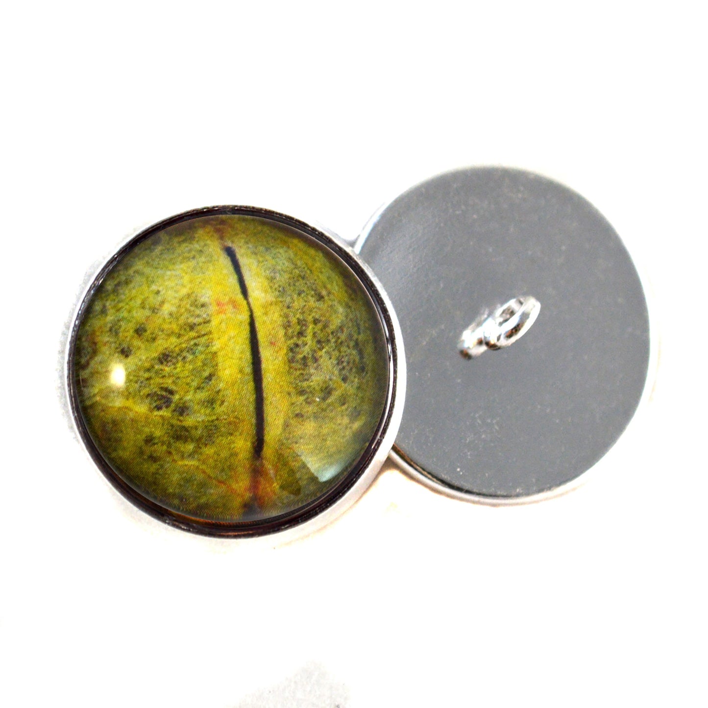 Green Python Snake Reptile Sew-On Button Glass Eyes - Prismatic Fiber Arts
