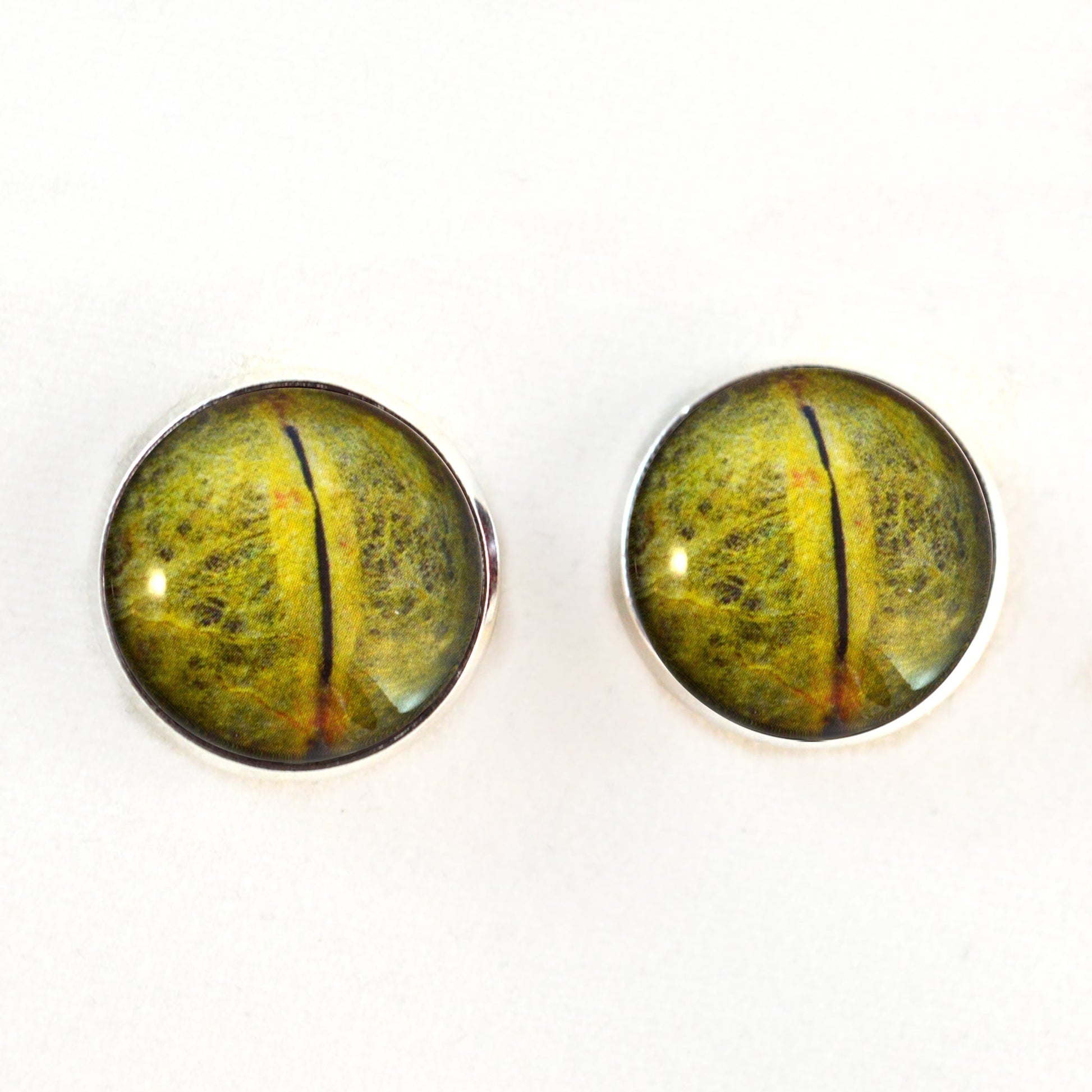 Green Python Snake Reptile Sew-On Button Glass Eyes - Prismatic Fiber Arts