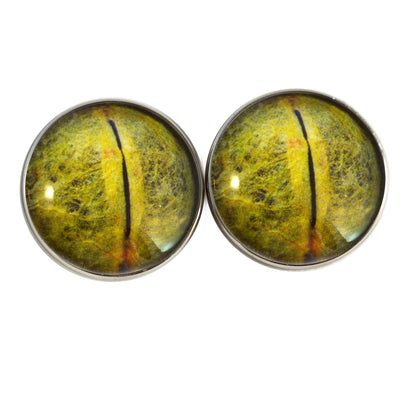 Green Python Snake Reptile Sew-On Button Glass Eyes - Prismatic Fiber Arts