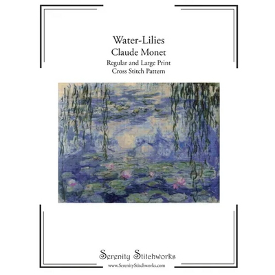 Water-Lilies Cross Stitch Pattern - Claude Monet: Regular and Large Print Cross Stitch Pattern