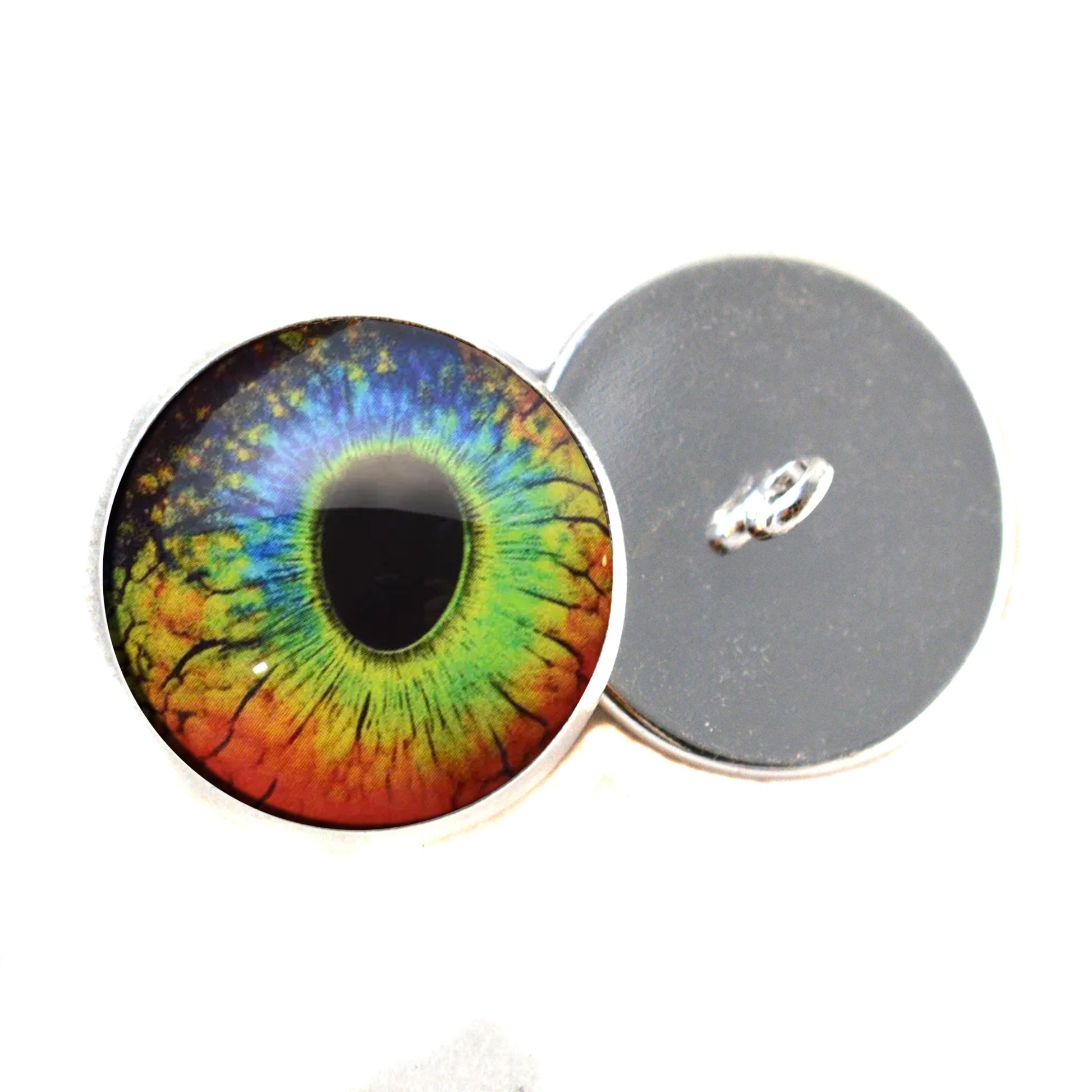 Rainbow Lizard Reptile Inspired Sew-On Button Glass Eyes - Prismatic Fiber Arts