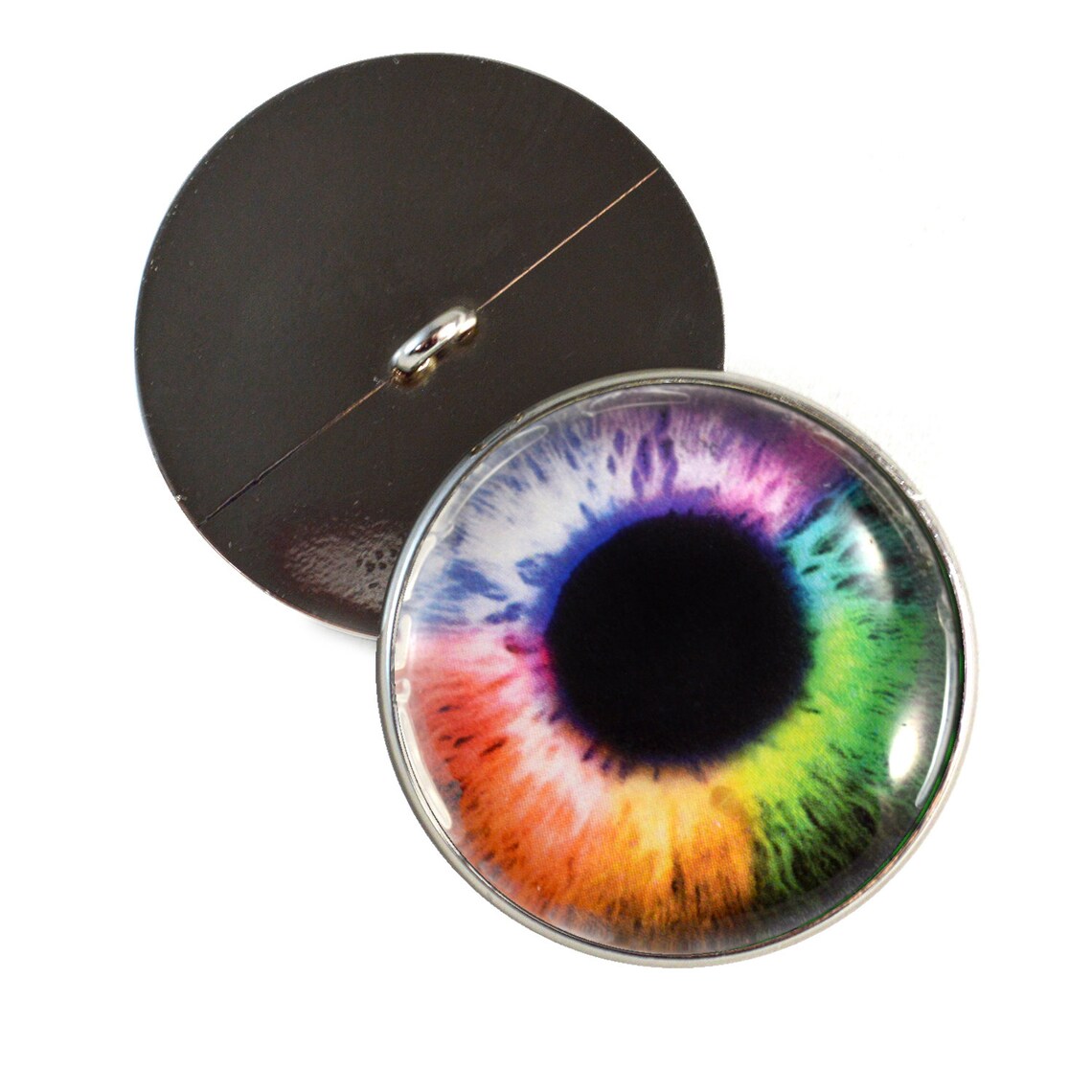 Rainbow Sew-On Button Glass Eyes - Prismatic Fiber Arts