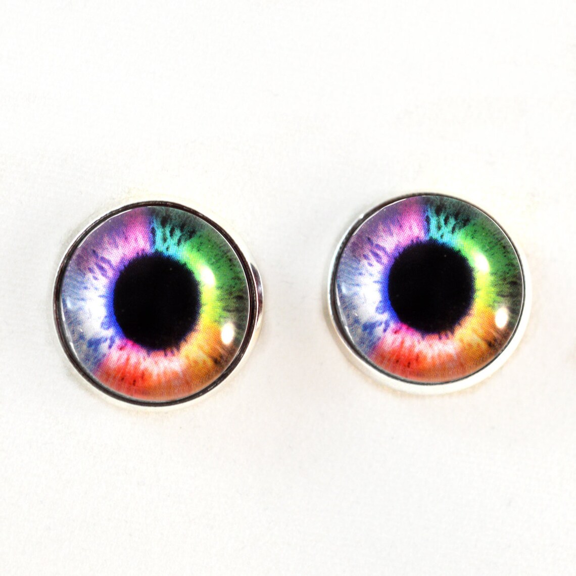 Rainbow Sew-On Button Glass Eyes - Prismatic Fiber Arts