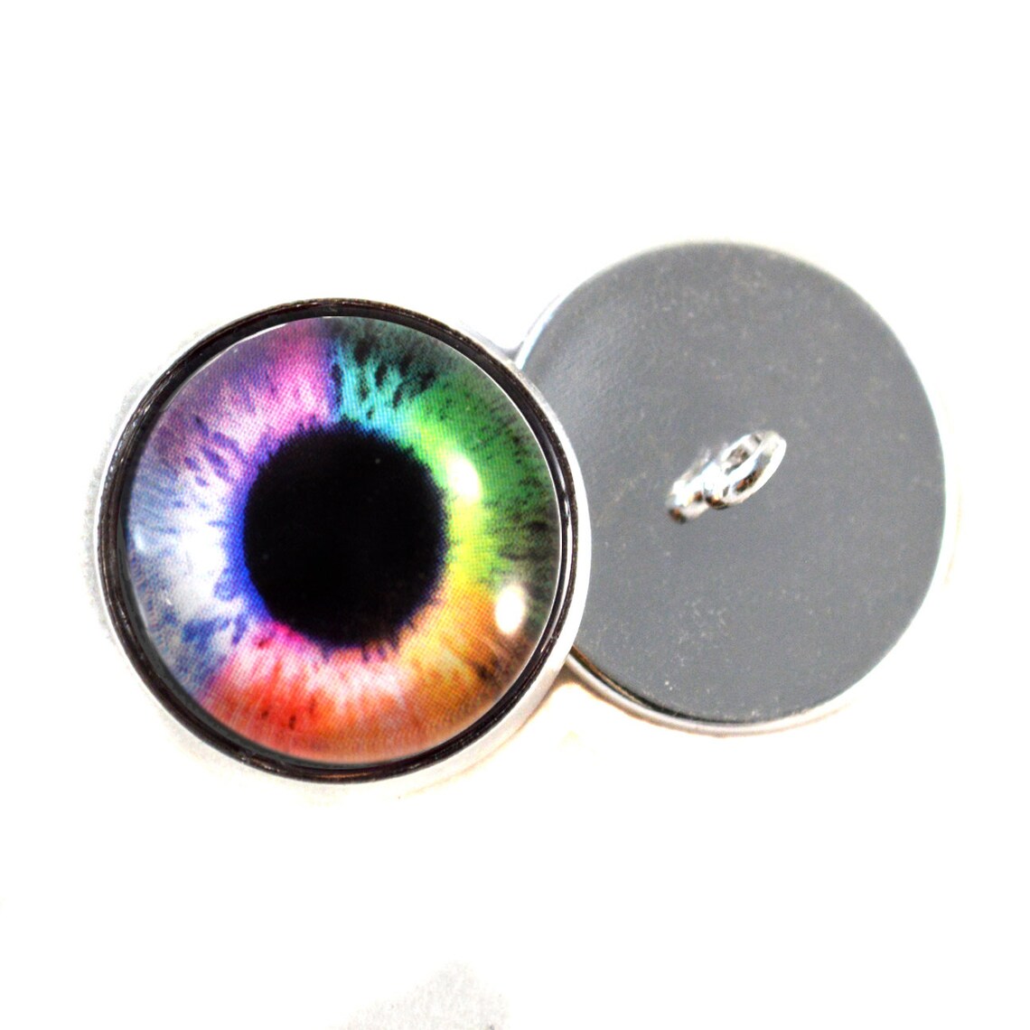 Rainbow Sew-On Button Glass Eyes - Prismatic Fiber Arts