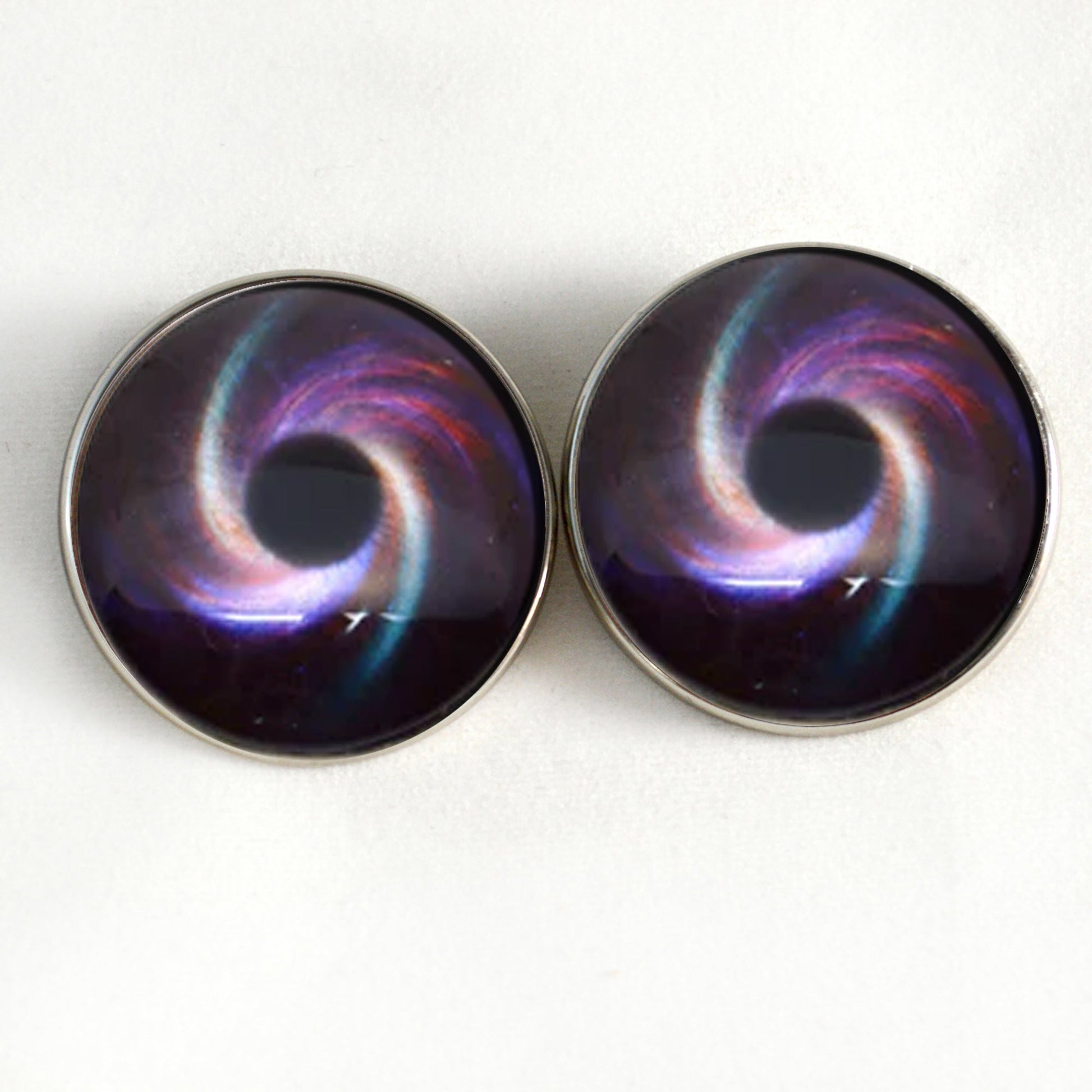 Rainbow Spiral Galaxy Sew-On Button Glass Eyes - Prismatic Fiber Arts
