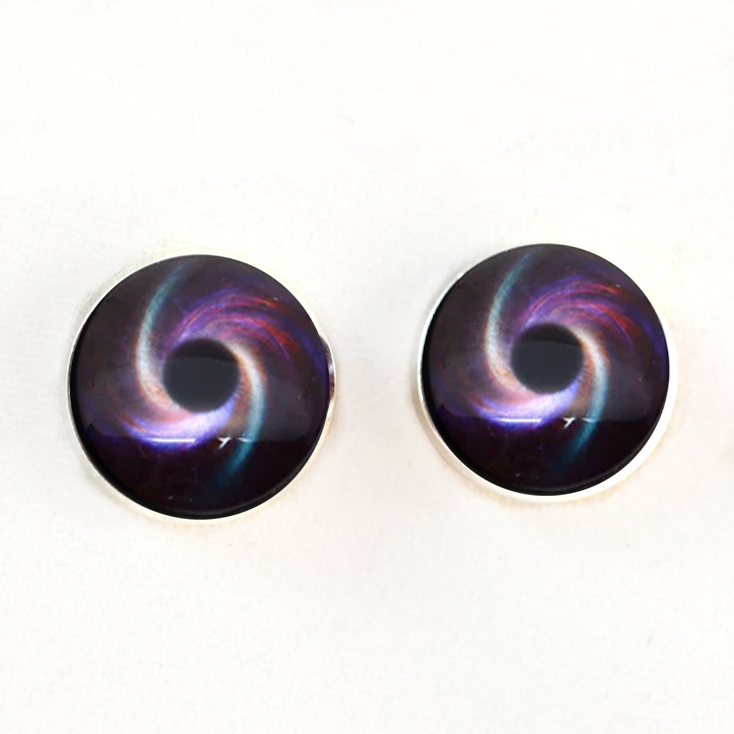 Rainbow Spiral Galaxy Sew-On Button Glass Eyes - Prismatic Fiber Arts