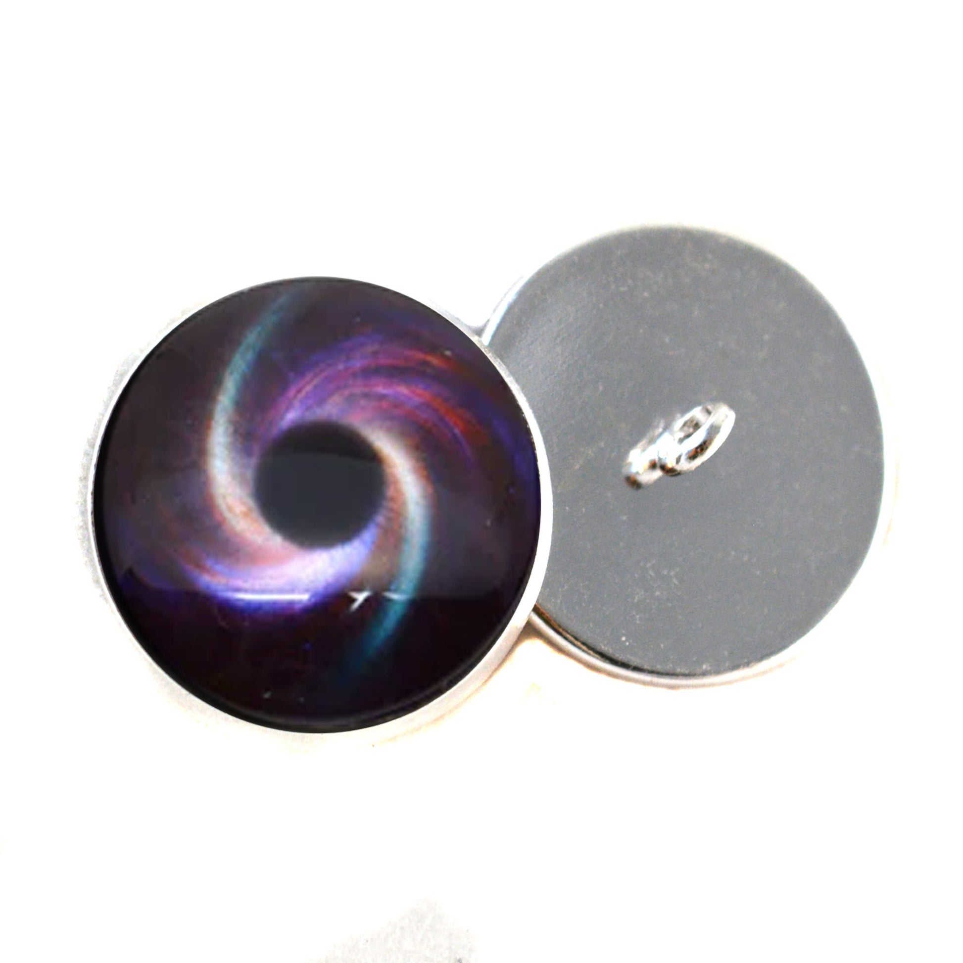 Rainbow Spiral Galaxy Sew-On Button Glass Eyes - Prismatic Fiber Arts