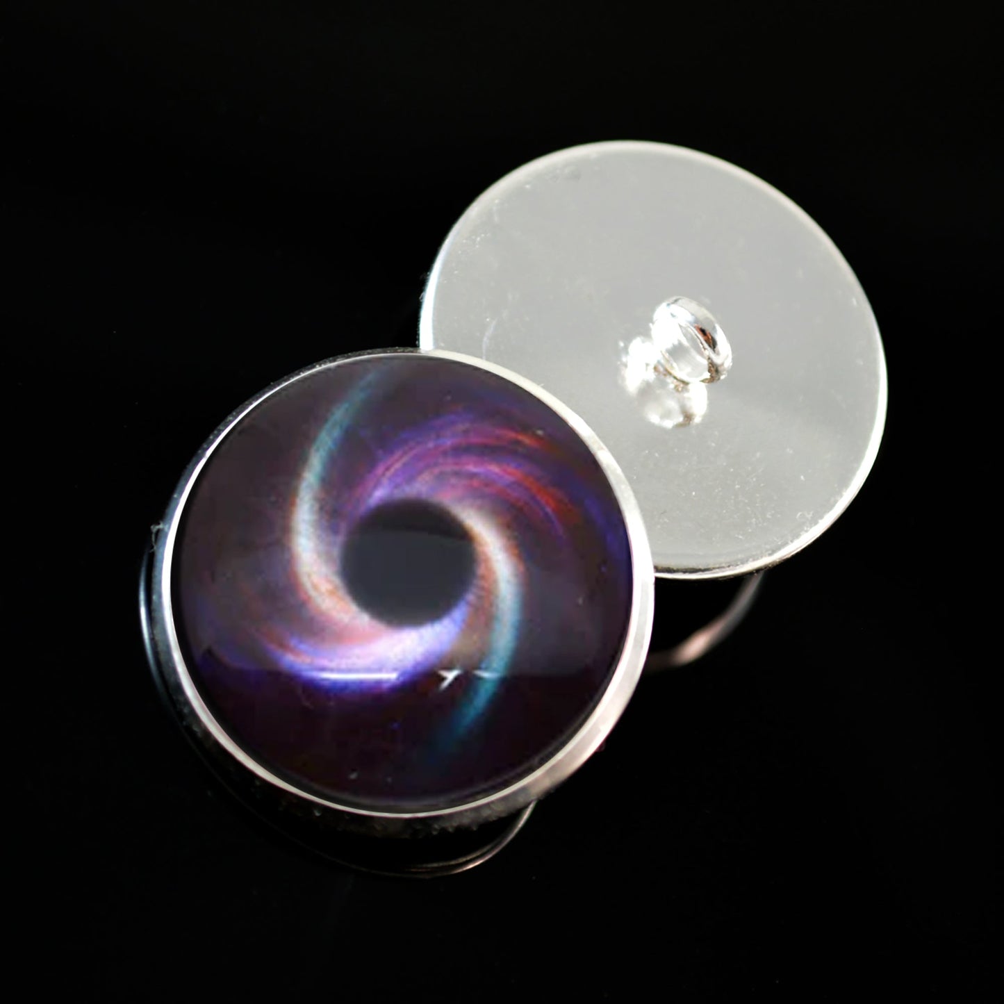 Rainbow Spiral Galaxy Sew-On Button Glass Eyes - Prismatic Fiber Arts