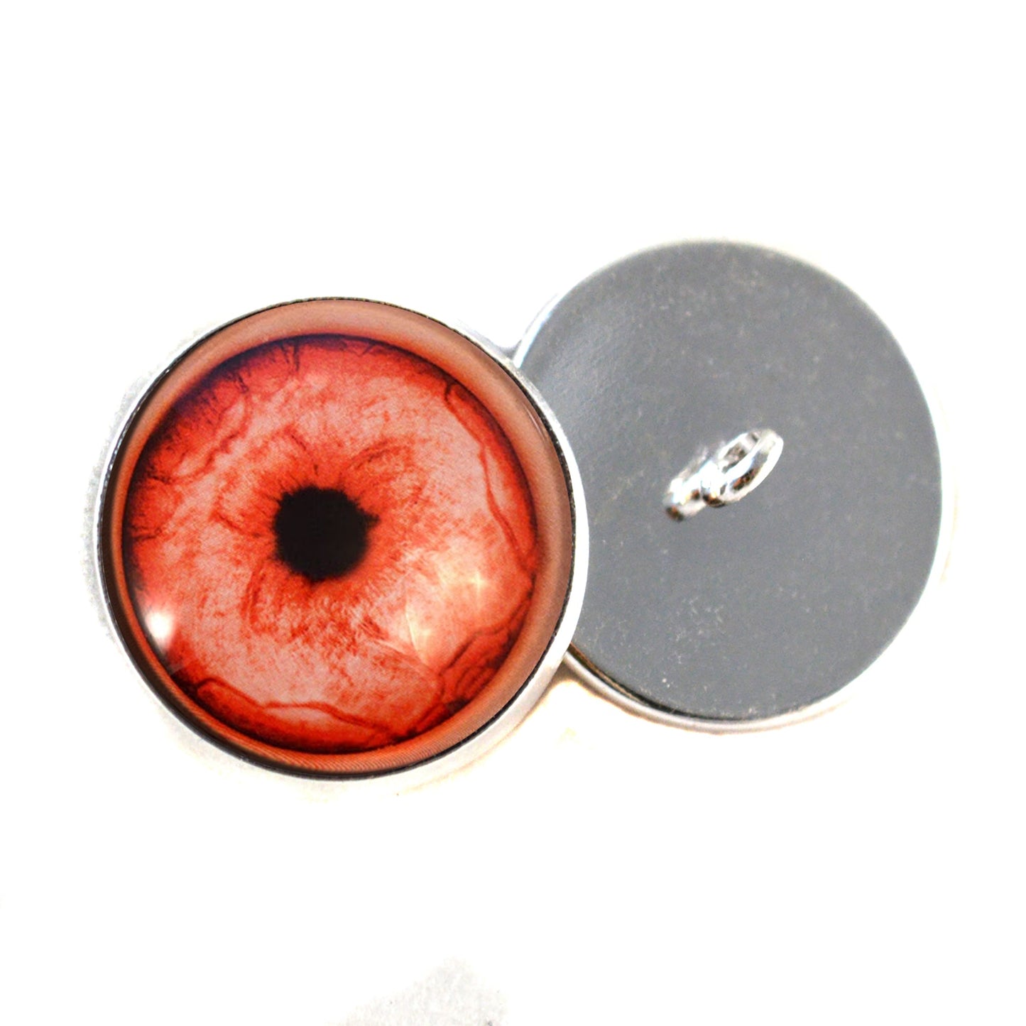 Red Albino Werewolf Sew-On Button Glass Eyes - Prismatic Fiber Arts