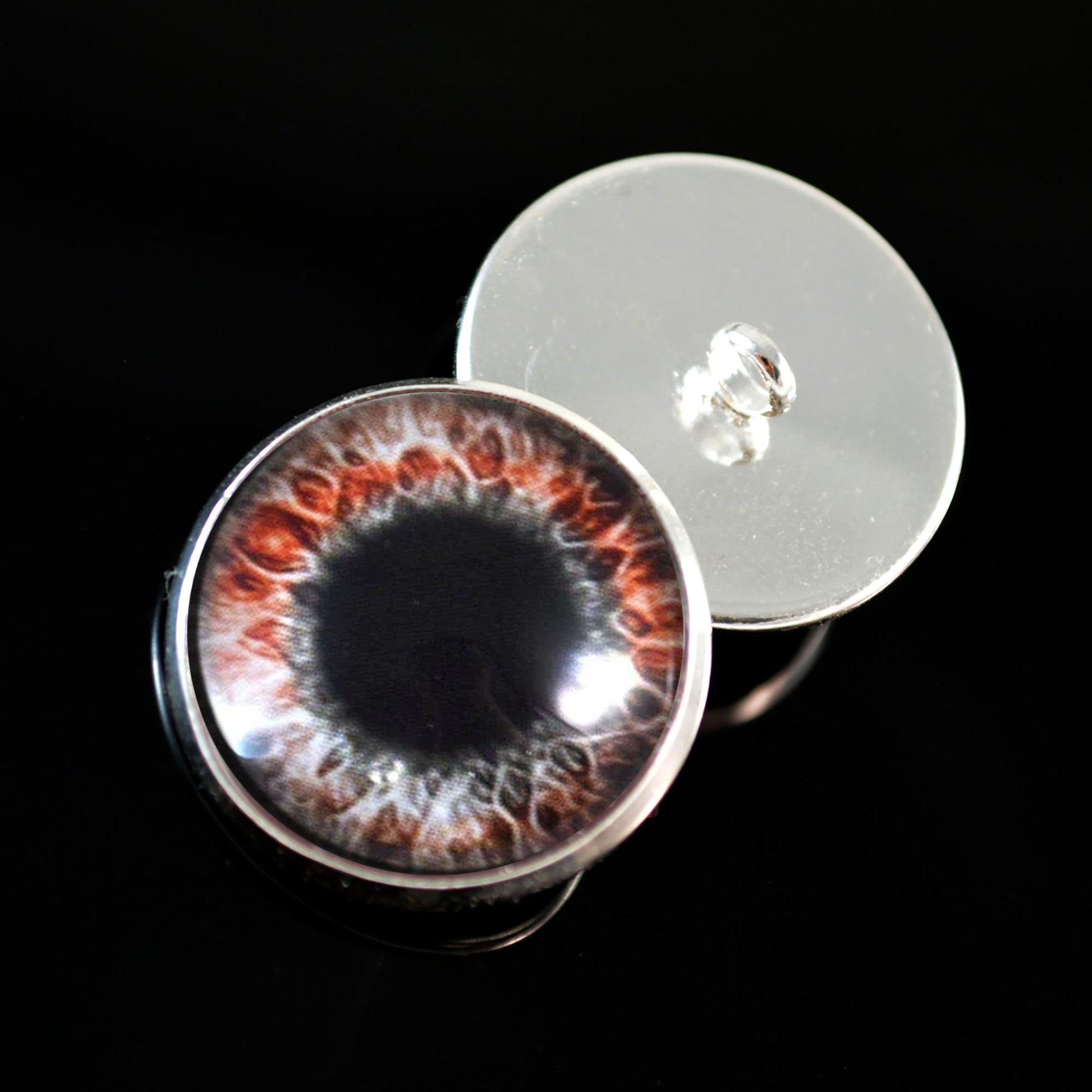 Red Black Fantasy Gothic Sew-On Button Glass Eyes - Prismatic Fiber Arts