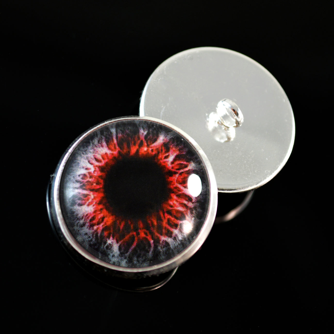 Red Demon Sew-On Button Glass Eyes - Prismatic Fiber Arts