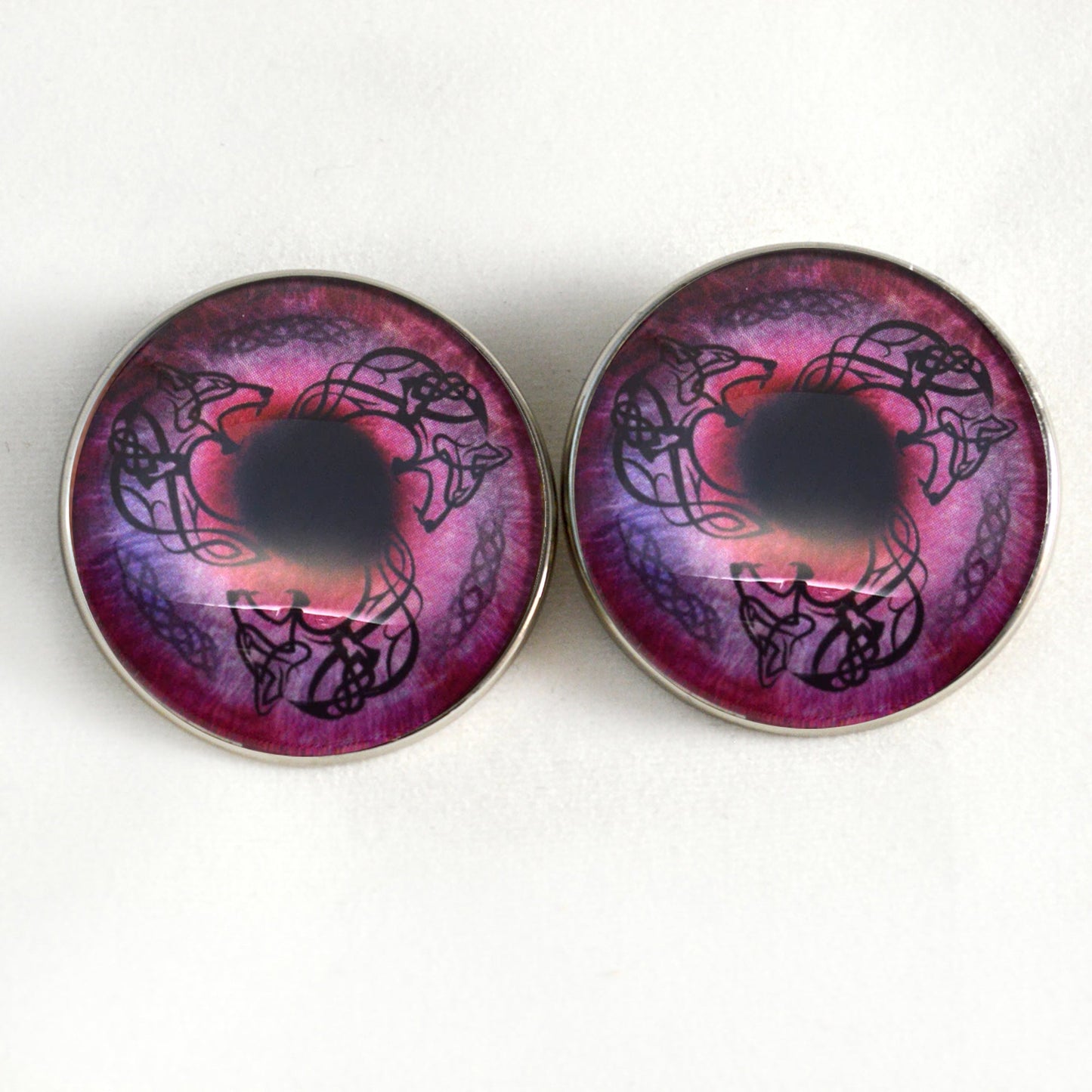 Red Viking Wolf Celtic Fenrir Sew-On Button Glass Eyes - Prismatic Fiber Arts