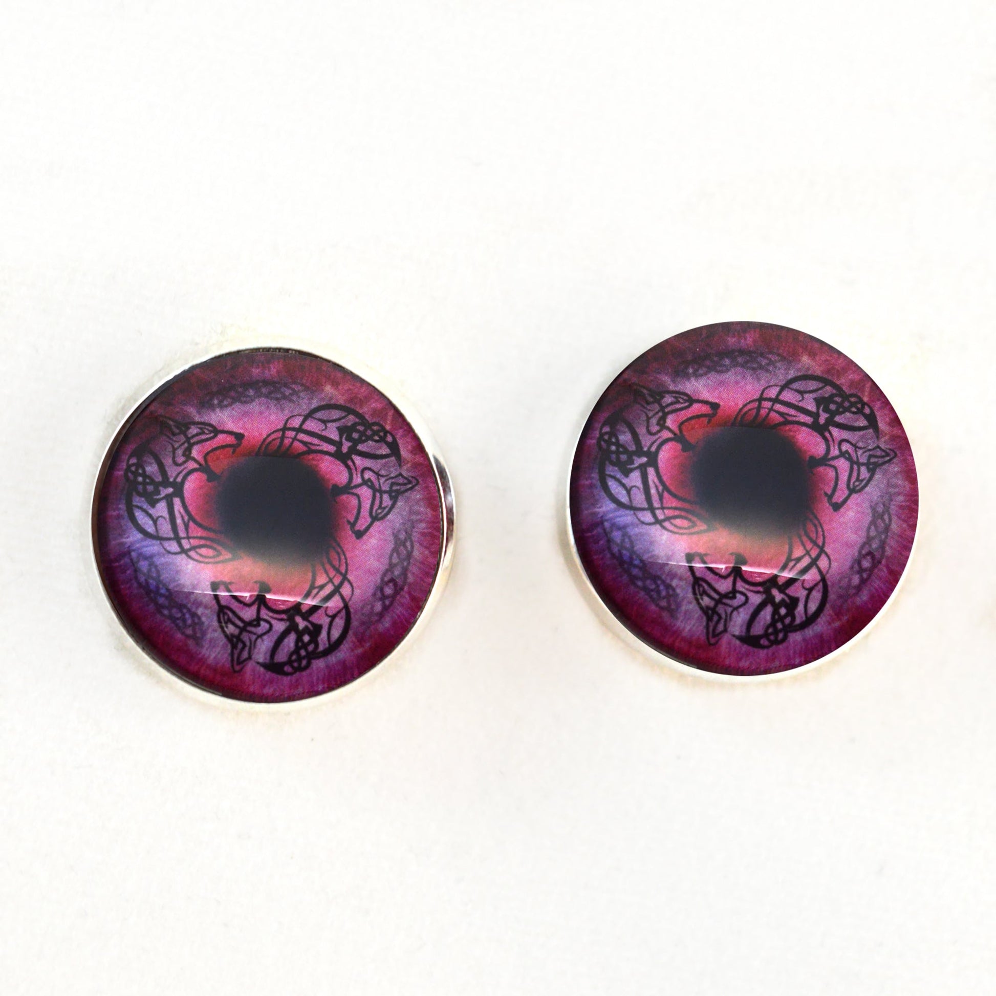 Red Viking Wolf Celtic Fenrir Sew-On Button Glass Eyes - Prismatic Fiber Arts