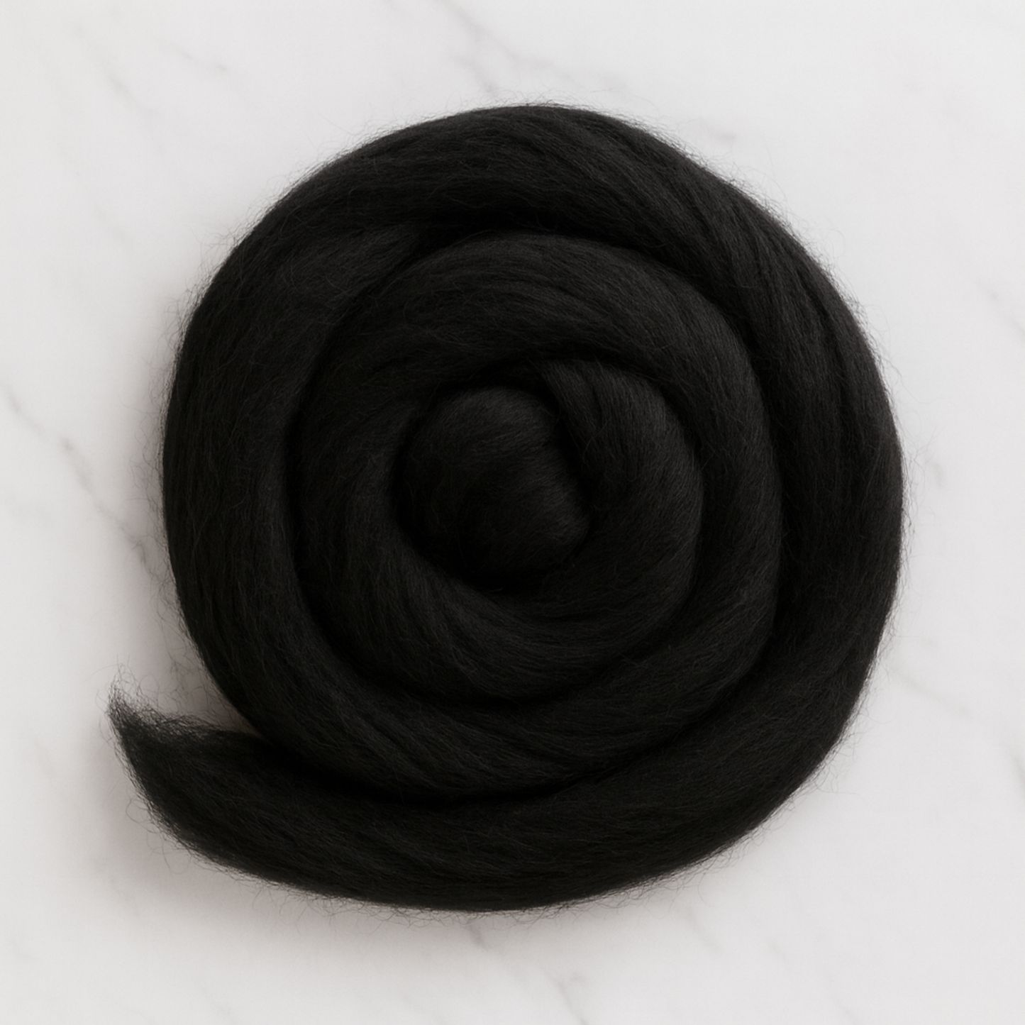 Black Merino Wool Carded Sliver | 19 Micron Dyed Wool - Prismatic Fiber Arts