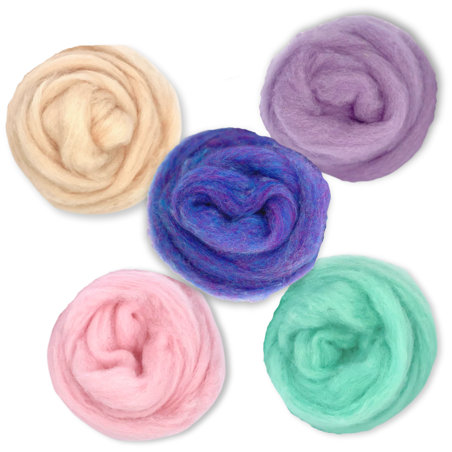 Fairytale Pastels Carded Corriedale Wool Sliver Variety Pack - Prismatic Fiber Arts