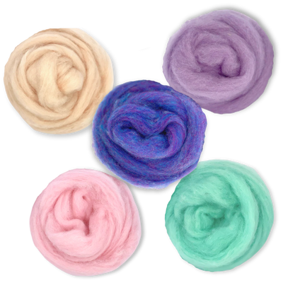 Fairytale Pastels Carded Corriedale Wool Sliver Variety Pack - Prismatic Fiber Arts