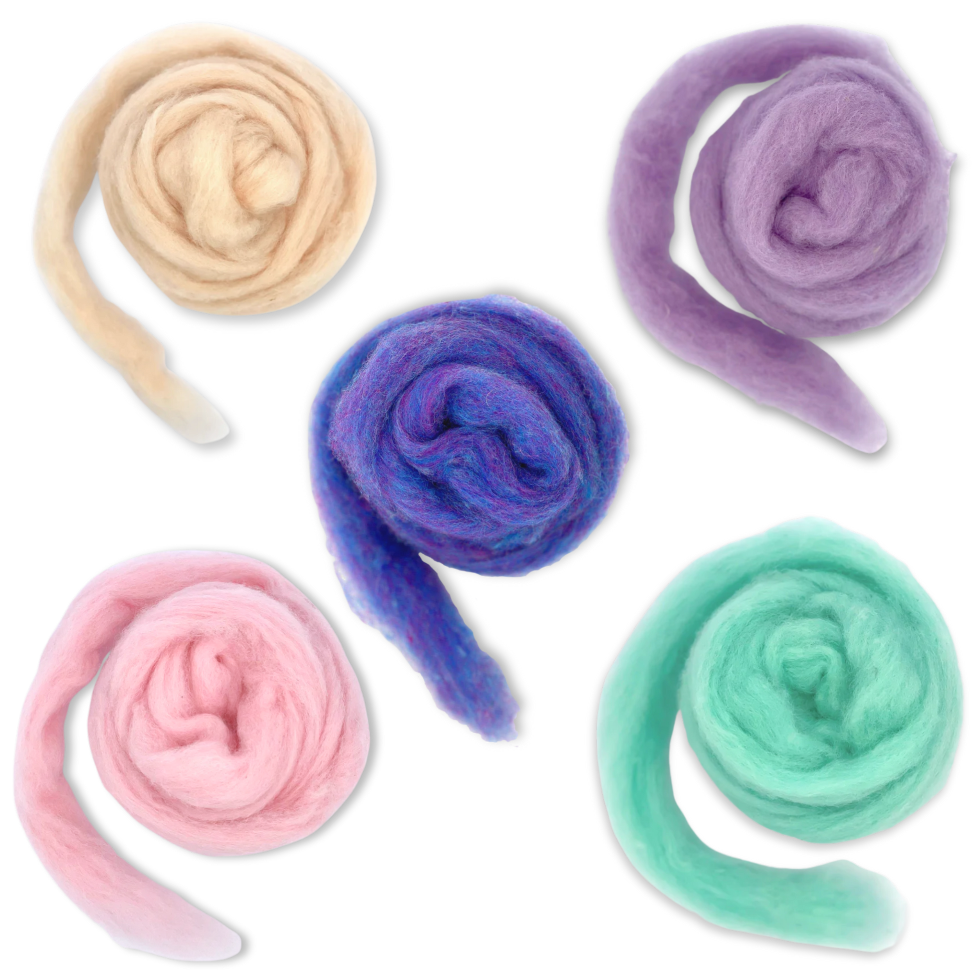 Fairytale Pastels Carded Corriedale Wool Sliver Variety Pack - Prismatic Fiber Arts