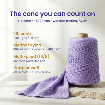 Revolution Fibers Heritage Yarn Worsted 1 lb Weaving Cones | 80% Superwash Merino Wool and 20% Nylon Blend - Prismatic Fiber Arts