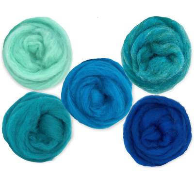 Deep Sea Carded Corriedale Wool Sliver Variety Pack - Prismatic Fiber Arts