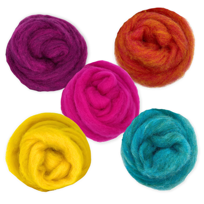 Retro Pop Carded Corriedale Wool Sliver Variety Pack - Prismatic Fiber Arts