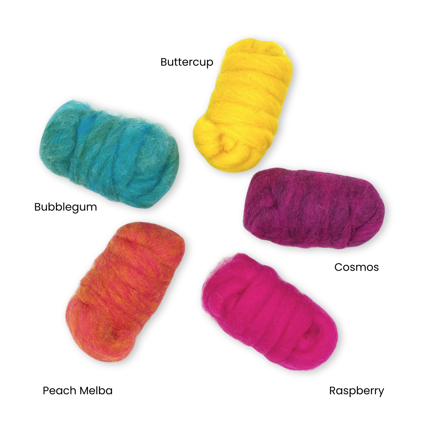Retro Pop Carded Corriedale Wool Sliver Variety Pack - Prismatic Fiber Arts