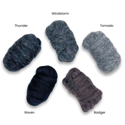 Shadowlands Carded Corriedale Wool Sliver Variety Pack - Prismatic Fiber Arts