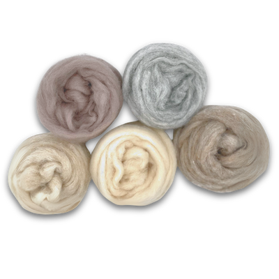 Woodland Neutrals Carded Corriedale Wool Sliver Variety Pack - Prismatic Fiber Arts