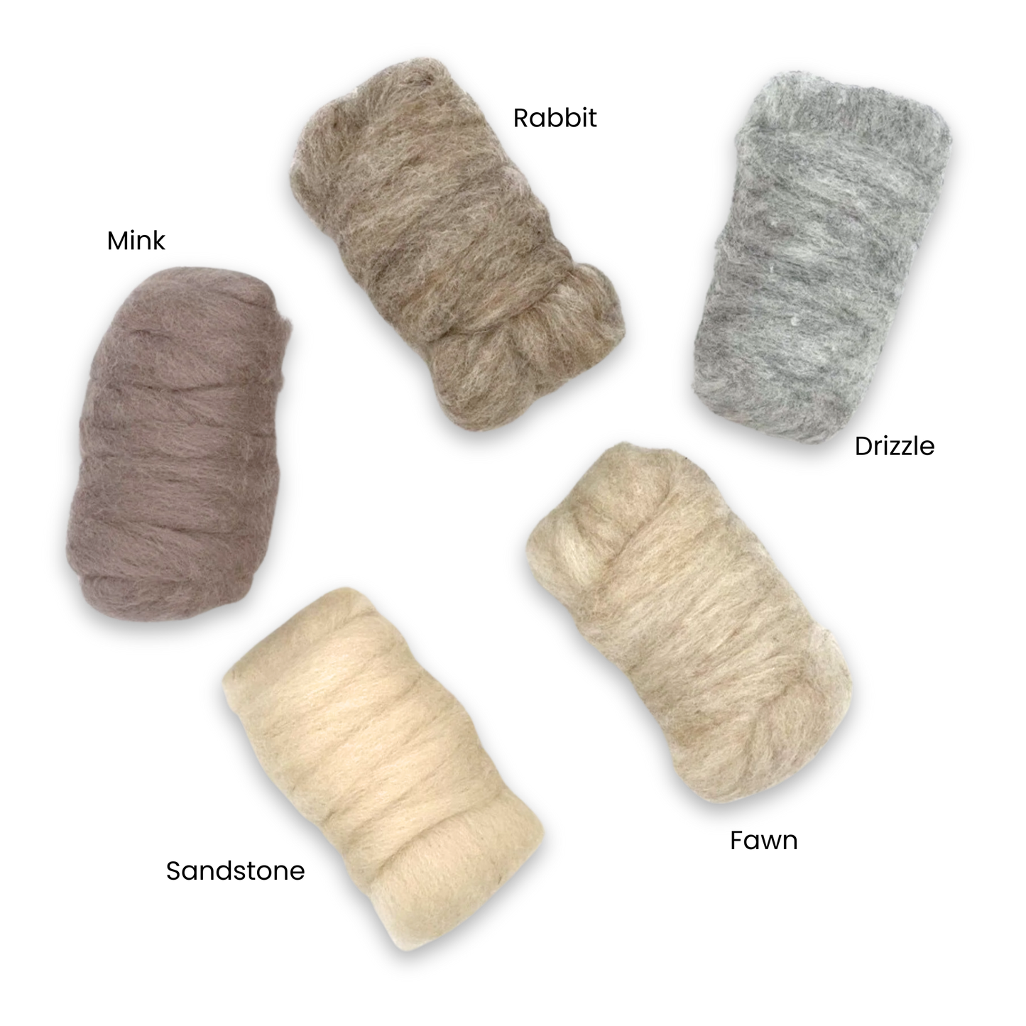 Woodland Neutrals Carded Corriedale Wool Sliver Variety Pack - Prismatic Fiber Arts