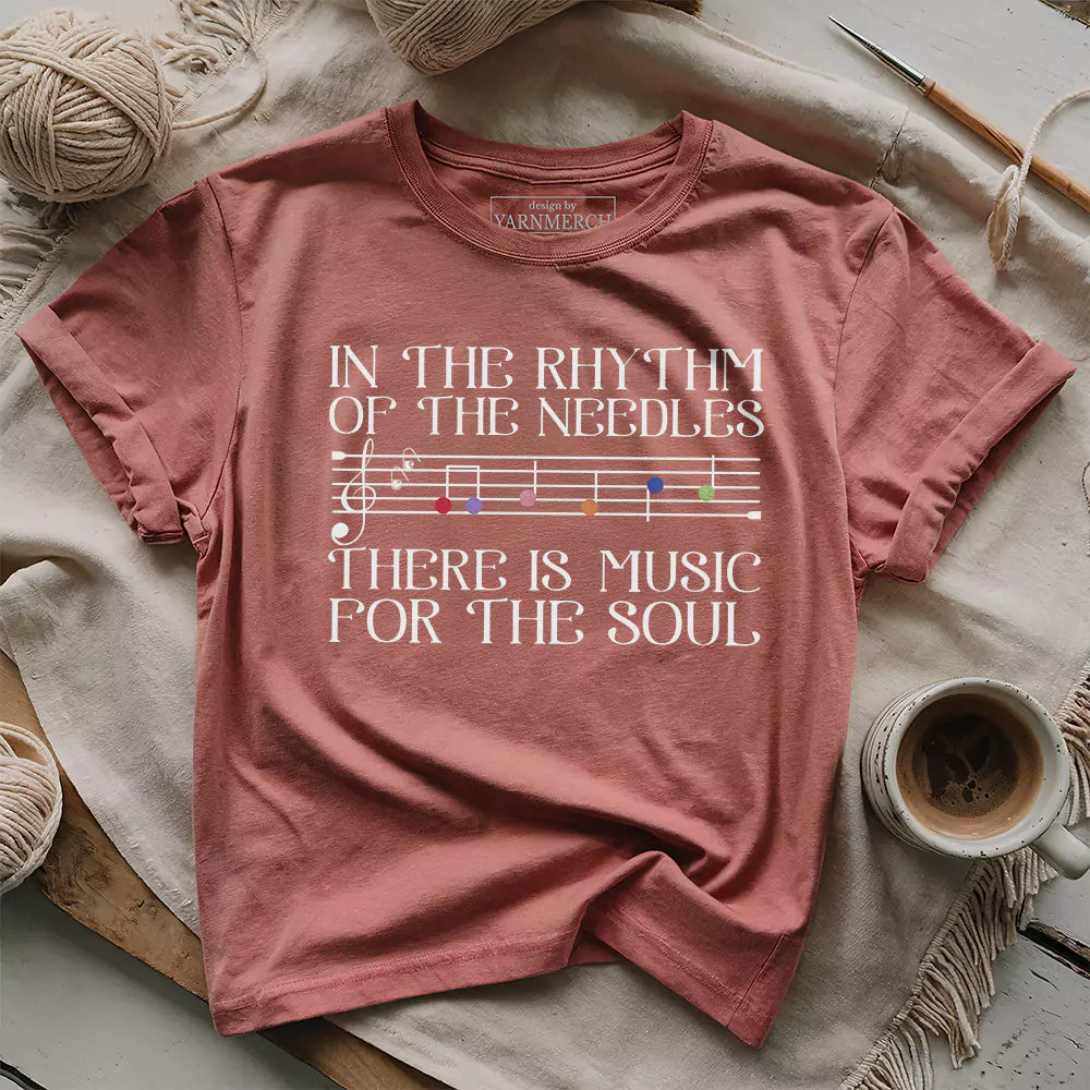 Rhythm of the Needles T-shirt - Prismatic Fiber Arts