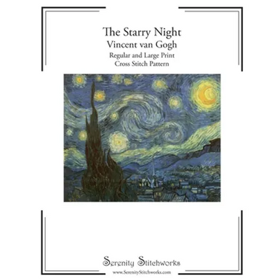 The Starry Night Cross Stitch Pattern - Vincent van Gogh: Regular and Large Print Cross Stitch Pattern