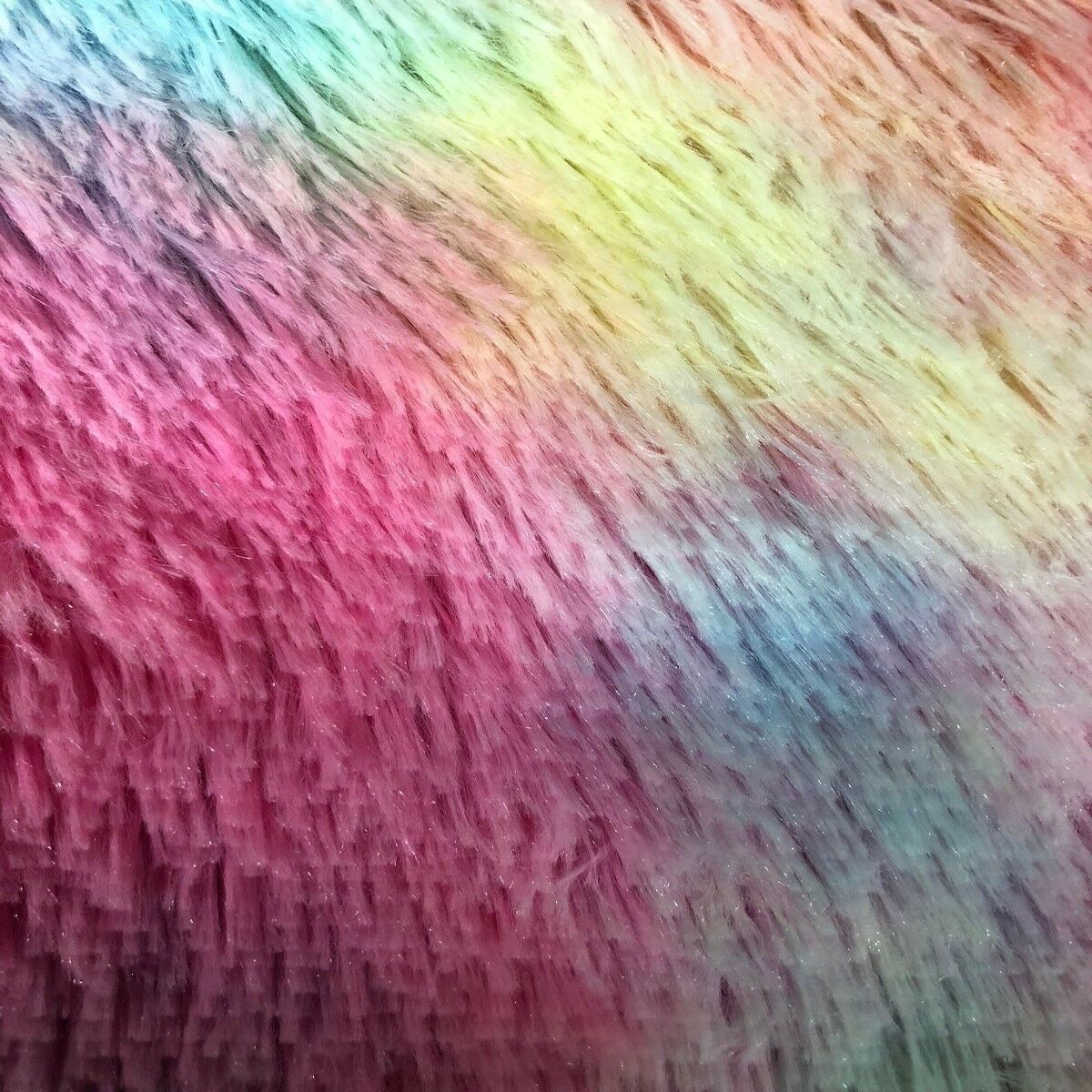 Rainbow Multi Color Dye Fuzzy Faux Fur Fabric - Prismatic Fiber Arts