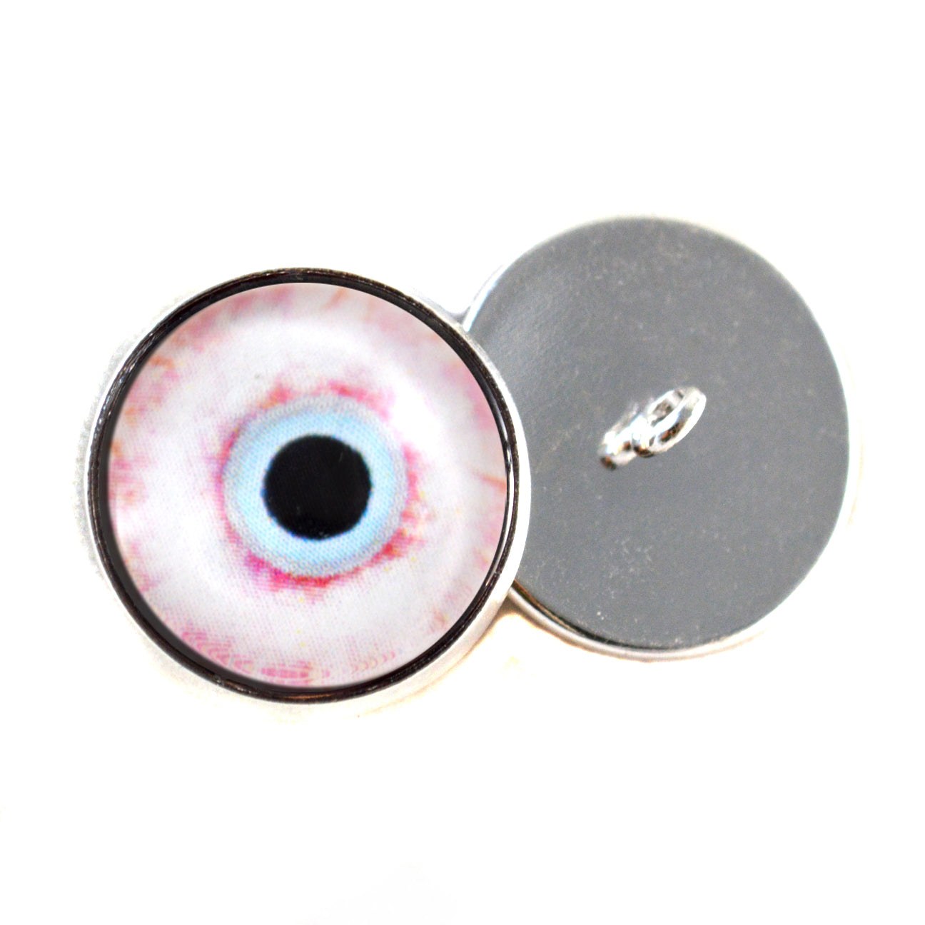 Bloodshot Zombie Sew-On Button Glass Eyes - Prismatic Fiber Arts