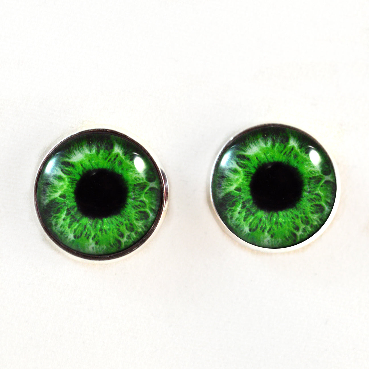 Intense Green Human Sew-On Button Glass Eyes - Prismatic Fiber Arts