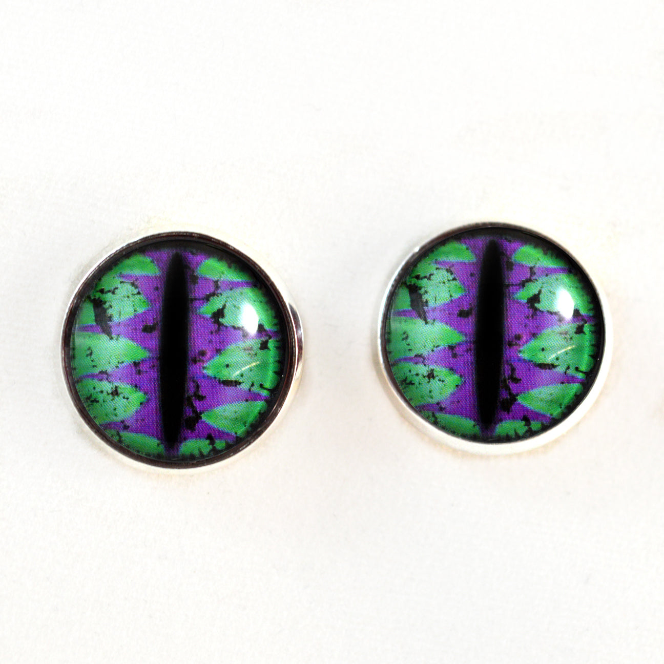Purple and Teal Green Dragon Sew-On Button Glass Eyes - Prismatic Fiber Arts