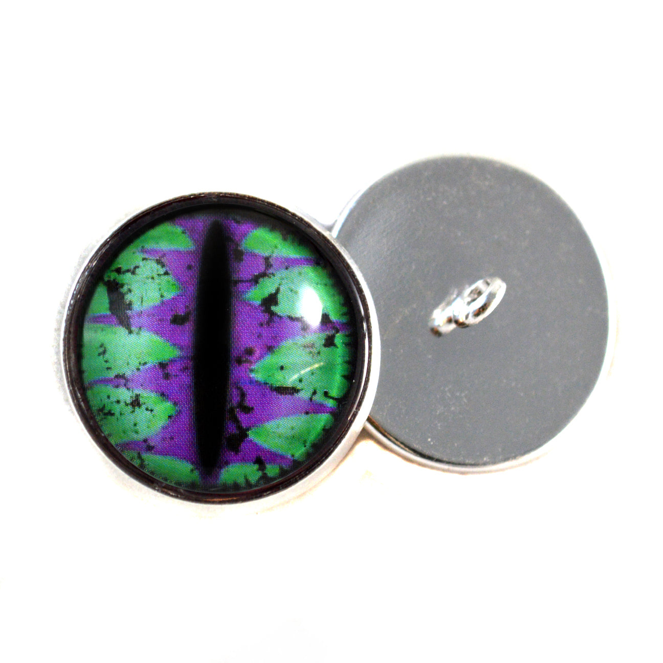 Purple and Teal Green Dragon Sew-On Button Glass Eyes - Prismatic Fiber Arts