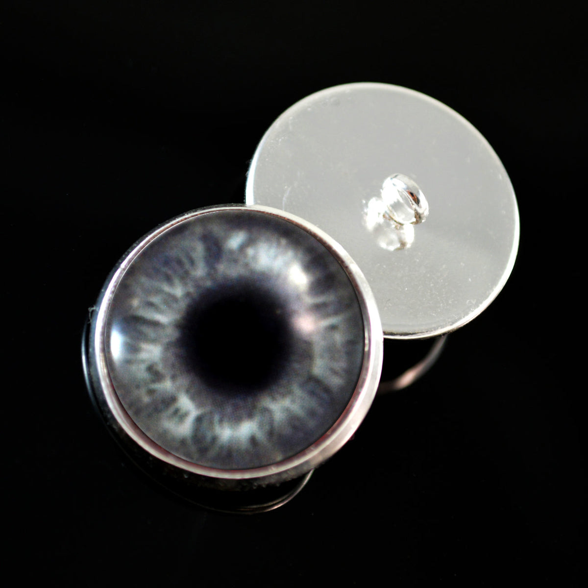 Sparkling Dark Gray Sew-On Button Glass Eyes - Prismatic Fiber Arts