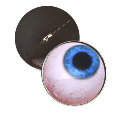 Side Glance Blue Human Sew-On Button Glass Eyes - Prismatic Fiber Arts