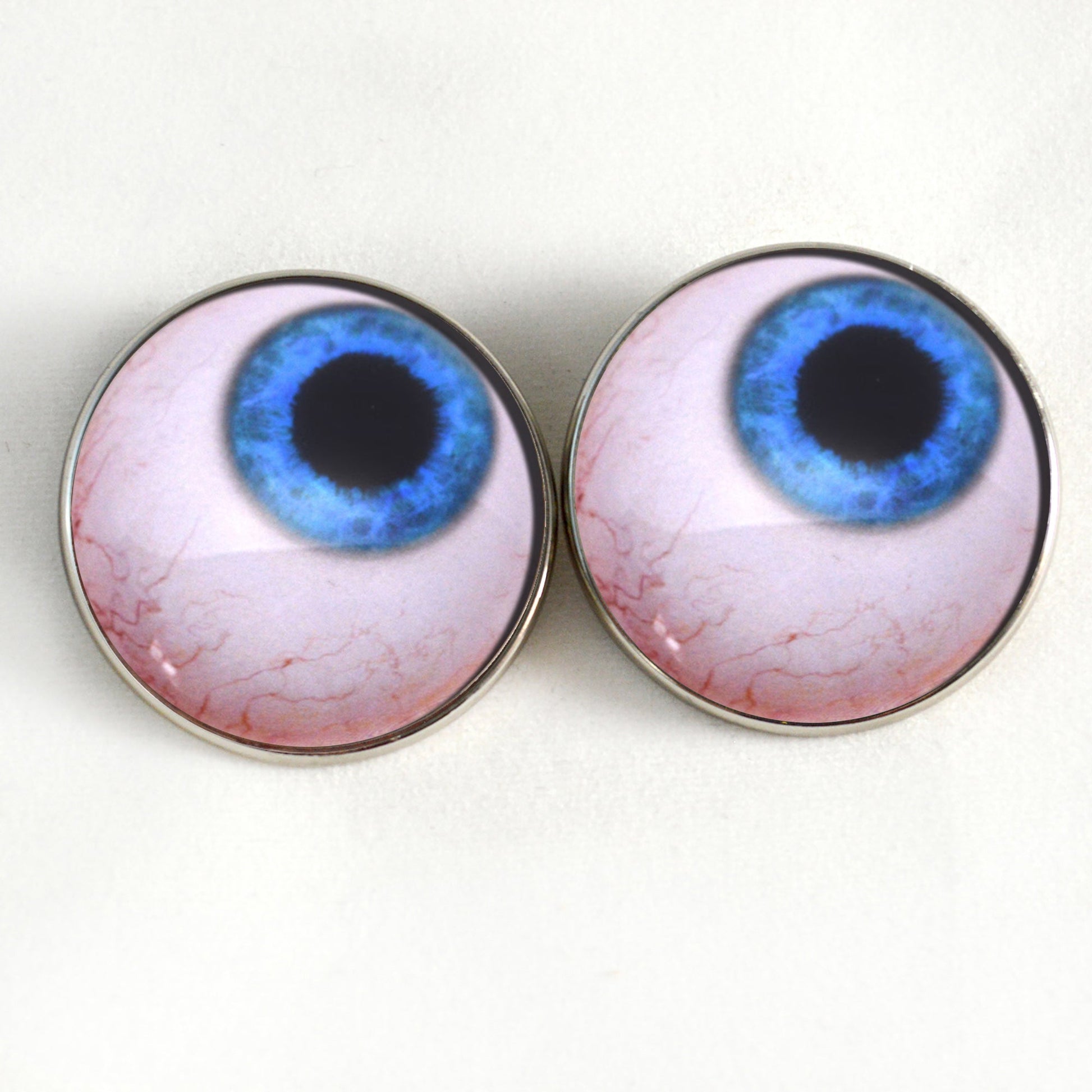 Side Glance Blue Human Sew-On Button Glass Eyes - Prismatic Fiber Arts