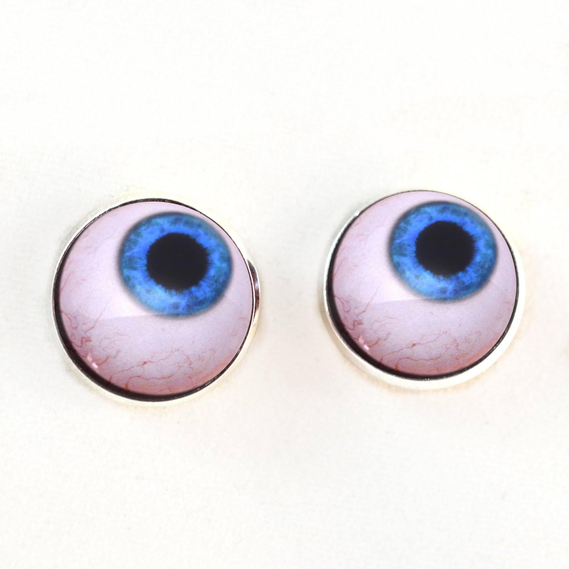 Side Glance Blue Human Sew-On Button Glass Eyes - Prismatic Fiber Arts