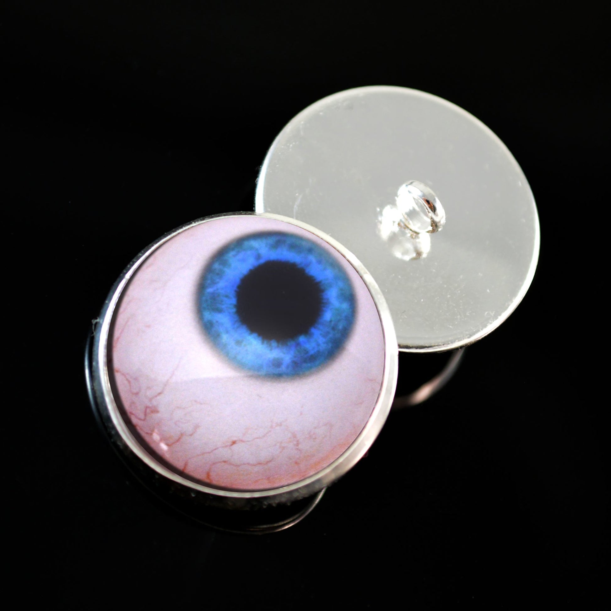 Side Glance Blue Human Sew-On Button Glass Eyes - Prismatic Fiber Arts