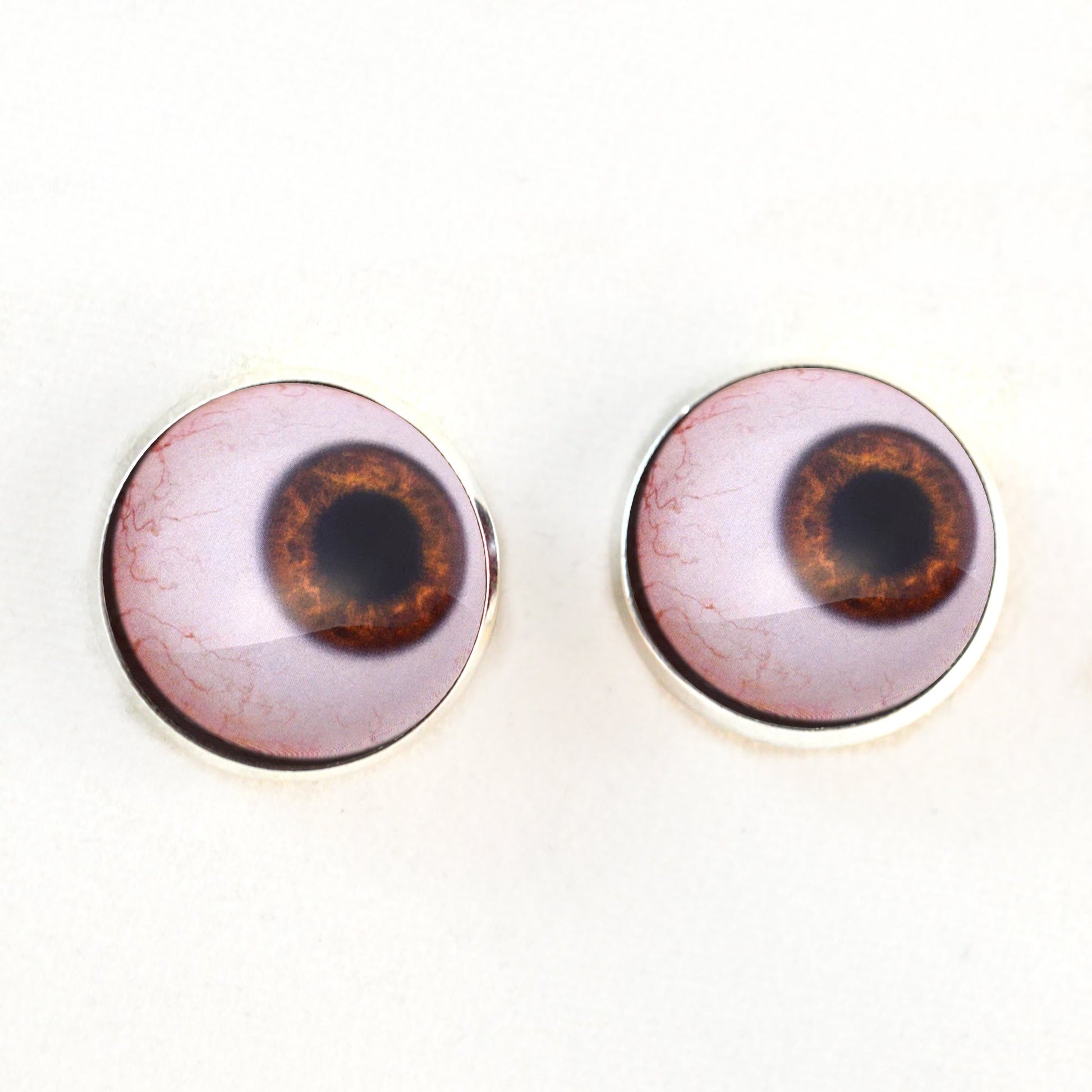 Side Glance Brown Human Sew-On Button Glass Eyes - Prismatic Fiber Arts