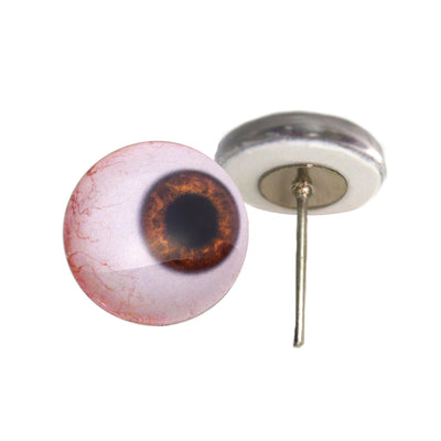 Side Glance Brown Human Glass Eyes on Wire Pin Posts